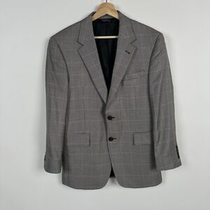 Jos A Bank Signature Silk Wool Blazer 38S Grey Check Houndstooth Jacket 2Btn